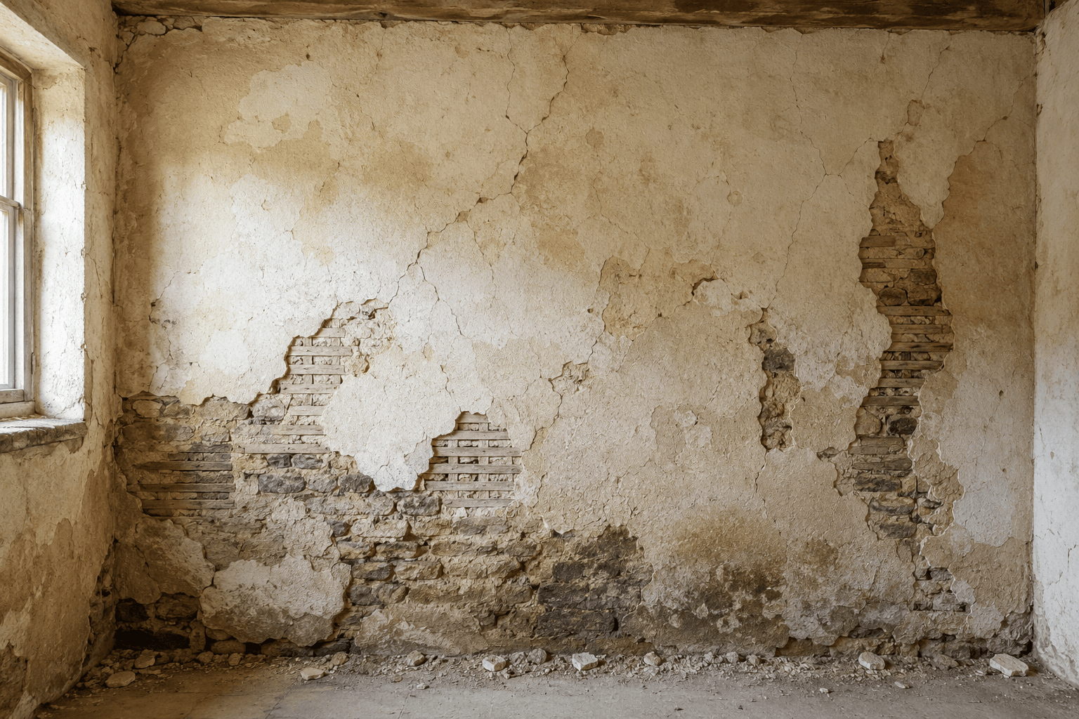Before — failing cement render